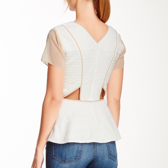 Rebecca Taylor White Jacquard Top Shirt 4 - Picture 2 of 8